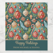 Étiquette Pour Bouteilles De Vin Ornements de vacances (Étiquettes simples)