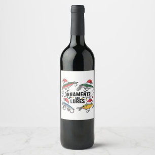 Étiquette Pour Bouteilles De Vin Ornements et leurres drôle de Noël Santa pêche