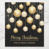 Étiquette Pour Bouteilles De Vin Ornements or sur Noir Joyeux Noël (Étiquettes simples)