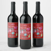 Étiquette Pour Bouteilles De Vin Ornements rétro Joyeux Noël rouge (Bouteilles)