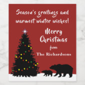 Étiquette Pour Bouteilles De Vin Ours de Noël modernes (Étiquettes simples)