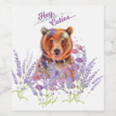 Étiquette Pour Bouteilles De Vin Ours en lavande (Étiquettes simples)