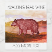 Étiquette Pour Bouteilles De Vin Ours marchant (Étiquettes simples)