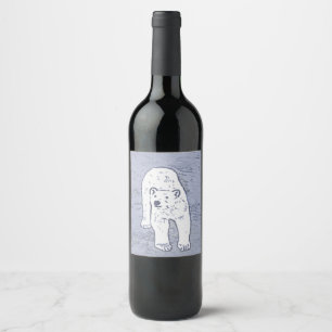 Étiquette Pour Bouteilles De Vin Ours polaire sur la peinture sur glace - Art origi