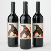 Étiquette Pour Bouteilles De Vin Pacific Northwest art style raven (Bouteilles)