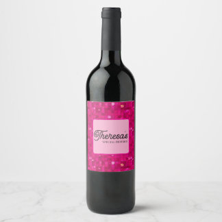 Étiquette Pour Bouteilles De Vin Paillettes roses brillantes