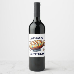 Étiquette Pour Bouteilles De Vin Pain Zeppelin - Pixel Art Airship Retro Design