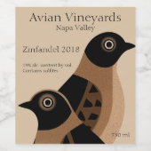 Étiquette Pour Bouteilles De Vin Pair of black and brown birds with copy space (Étiquettes simples)