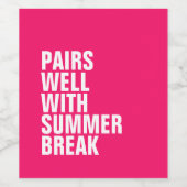 Étiquette Pour Bouteilles De Vin Paire bien avec l'été drôle rose (Étiquettes simples)