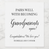 Étiquette Pour Bouteilles De Vin Pairs Well with Becoming Grandparents Again Label (Étiquettes simples)
