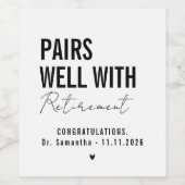 Étiquette Pour Bouteilles De Vin Pairs Well With Retirement (Étiquettes simples)