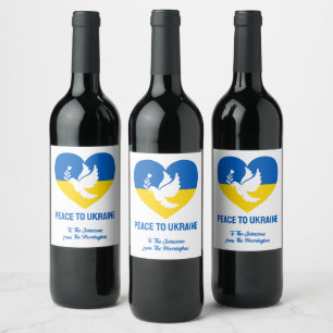 Étiquette Pour Bouteilles De Vin Paix textuelle à l'Ukraine