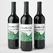 Étiquette Pour Bouteilles De Vin Palm Leaf, feuillage tropical, forêt tropicale (Bouteilles)