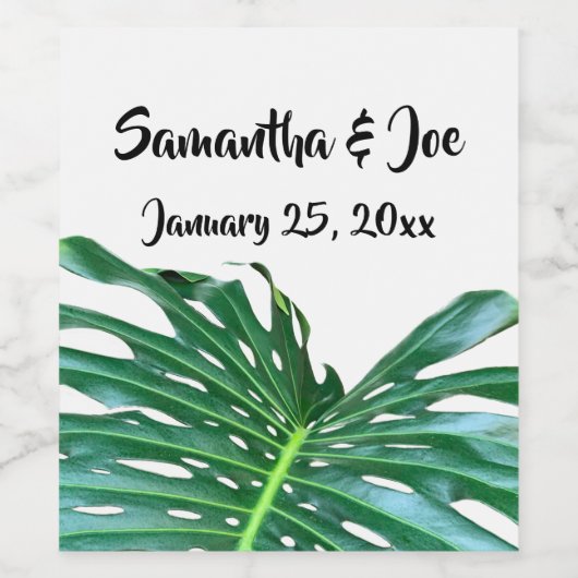 Étiquette Pour Bouteilles De Vin Palm Leaf, feuillage tropical, forêt tropicale (Étiquettes simples)