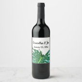 Étiquette Pour Bouteilles De Vin Palm Leaf, feuillage tropical, forêt tropicale (Devant)