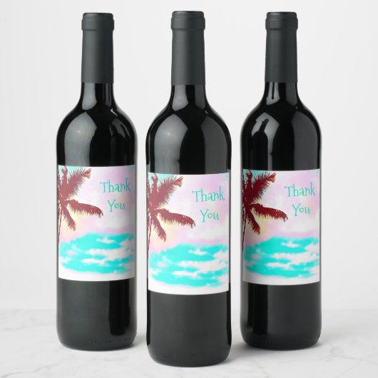 Étiquette Pour Bouteilles De Vin Palm Tree bleu ciel été (Bouteilles)