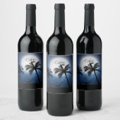 Étiquette Pour Bouteilles De Vin Palm trees in the moonlight (Bouteilles)