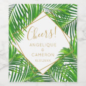 Étiquette Pour Bouteilles De Vin Palm Tropical Vert et Or Géométrique (Étiquettes simples)