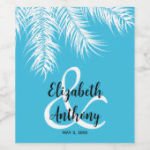 Étiquette Pour Bouteilles De Vin Palmes sur Mariage bleu (Étiquettes simples)