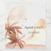 Étiquette Pour Bouteilles De Vin Palmes tropicales rustiques (Étiquettes simples)