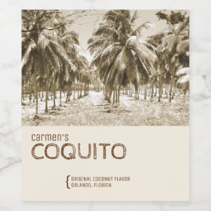 Étiquette Pour Bouteilles De Vin Palmier Cocotier Tropical pour Coquito