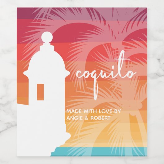 Étiquette Pour Bouteilles De Vin Palmier Coquito (Étiquettes simples)