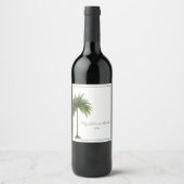 Étiquette Pour Bouteilles De Vin Palmier mariage Vert Simple (Devant)