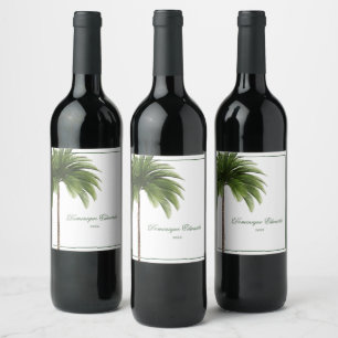 Étiquette Pour Bouteilles De Vin Palmier Vert Simple