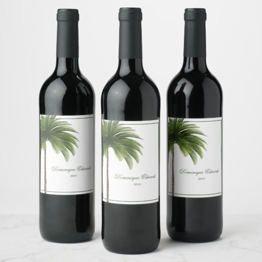Étiquette Pour Bouteilles De Vin Palmier Vert Simple (Bouteilles)