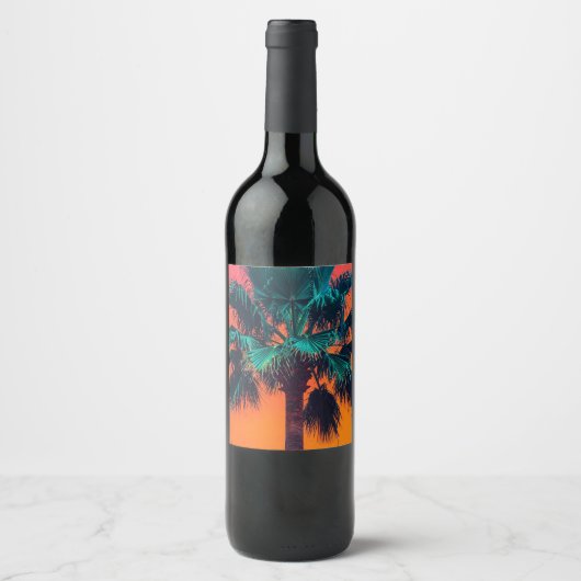 Étiquette Pour Bouteilles De Vin palmiers (Devant)