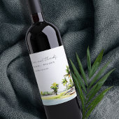 Étiquette Pour Bouteilles De Vin Palmiers côtiers tropicaux Mariage d'aquarelle