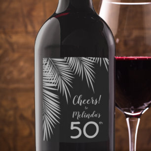 Étiquette Pour Bouteilles De Vin Palmiers sur Black Personnalisé