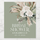 Étiquette Pour Bouteilles De Vin Pampas douche nuptiale sauge vert moderne élégant (Étiquettes simples)