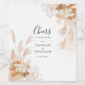 Étiquette Pour Bouteilles De Vin Pampas Grass Cheer Mr et Mrs Terracotta (Étiquettes simples)