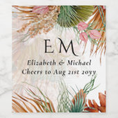 Étiquette Pour Bouteilles De Vin Pampas Tropical Grass Terracotta Mariage (Étiquettes simples)