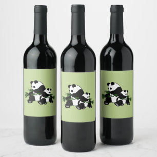 Étiquette Pour Bouteilles De Vin Panda en pleine croissance