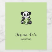 Étiquette Pour Bouteilles De Vin Panda ours pâle vert pâle (Étiquettes simples)