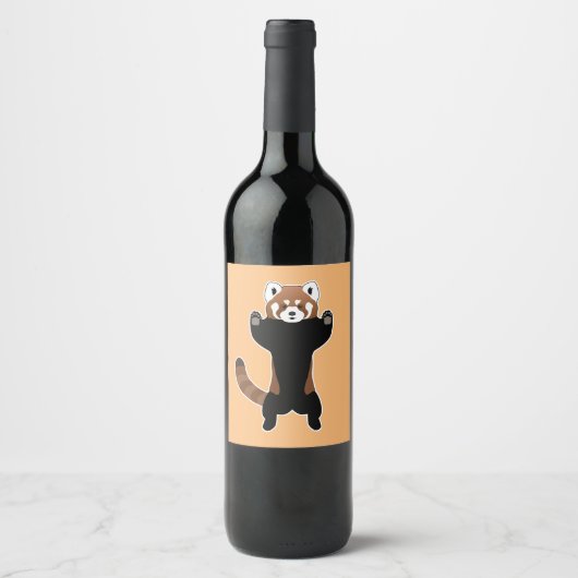 Étiquette Pour Bouteilles De Vin Panda rouge (Devant)