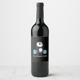 Étiquette Pour Bouteilles De Vin Panda Struggle Est Véritable Ours Deadlift Gym Drô
