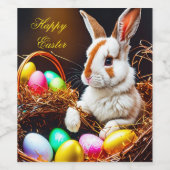 Étiquette Pour Bouteilles De Vin Panier et oeufs de lapin de Pâques (Étiquettes simples)