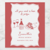 Étiquette Pour Bouteilles De Vin Panneau de Fête de Fiançailles Vin Pizza Italienne (Étiquettes simples)