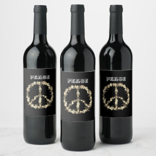 Étiquette Pour Bouteilles De Vin Panneau de paix, monochrom blanc noirTexte personn