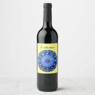 Étiquette Pour Bouteilles De Vin Panneau solaire Zodiac Calendrier Astrologie Thund