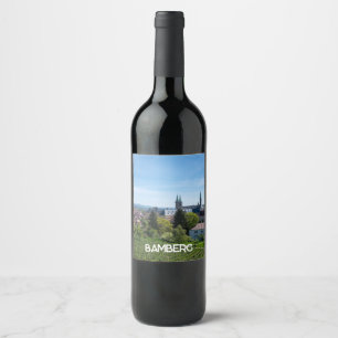 Étiquette Pour Bouteilles De Vin Panorama de la vieille ville historique de Bamberg