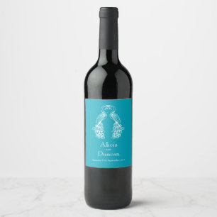Étiquette Pour Bouteilles De Vin Paon paon turquoise mariage étiquette à vin person