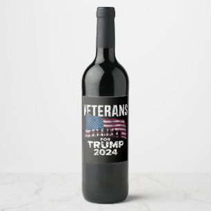 Étiquette Pour Bouteilles De Vin Papa Grand-père Vétérans Pour Trump 2024 Drapeau A
