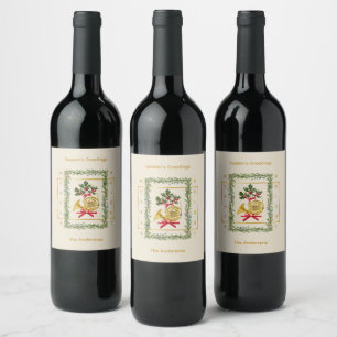 Étiquette Pour Bouteilles De Vin Papier Créme Irlandais de Noël Cor d'Harmonie Elég