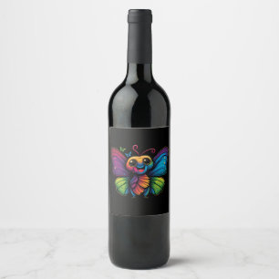 Étiquette Pour Bouteilles De Vin Papillon arc-en-ciel