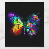 Étiquette Pour Bouteilles De Vin Papillon arc-en-ciel (Étiquettes simples)