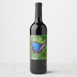 Étiquette Pour Bouteilles De Vin Papillon bleu